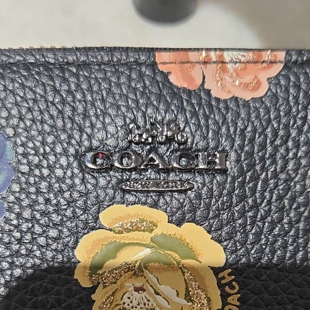 Coach Black Wallet with Multicolor Floral Design - Picture 2 of 6